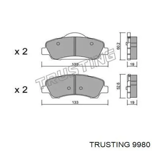 Передние тормозные колодки 9980 Trusting