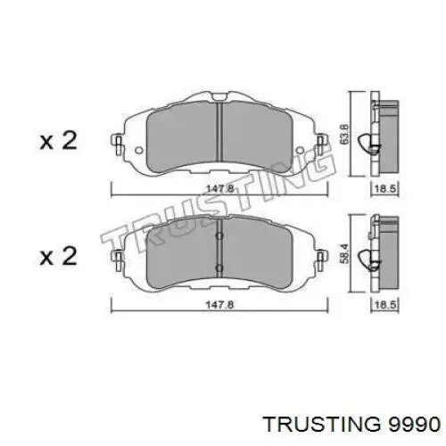 999.0 Trusting sapatas do freio dianteiras de disco