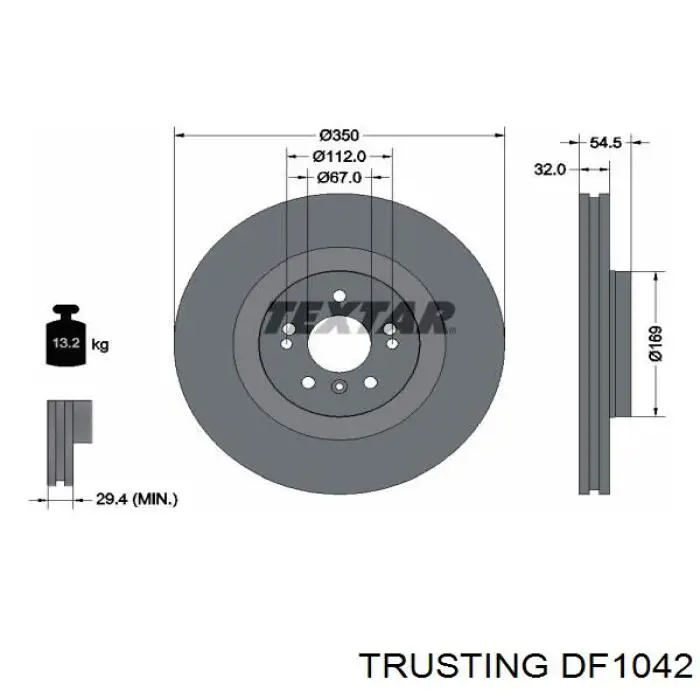 DF1042 Trusting диск тормозной передний
