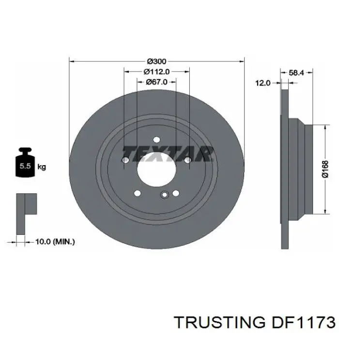 DF1173 Trusting диск тормозной задний