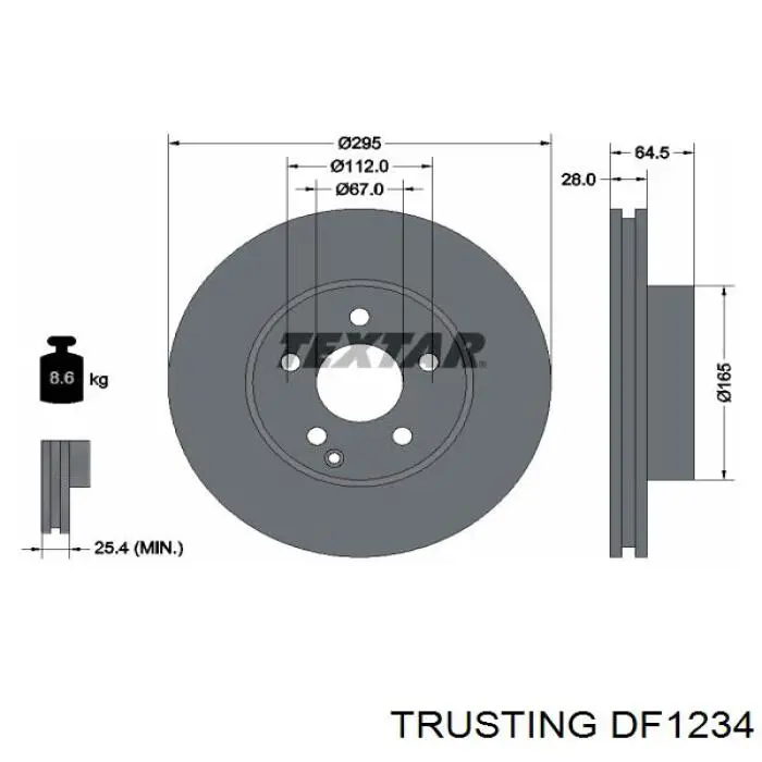DF1234 Trusting диск тормозной передний