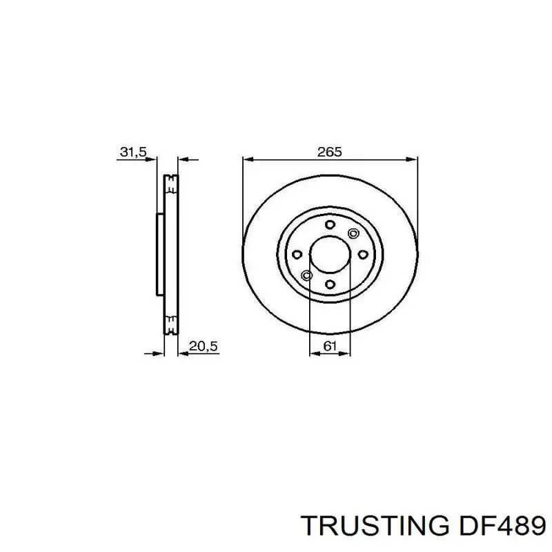DF489 Trusting диск тормозной передний