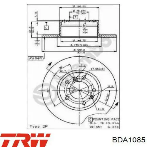 Скоба тормозного суппорта заднего TRW BDA1085 цена, от 84.36 USD