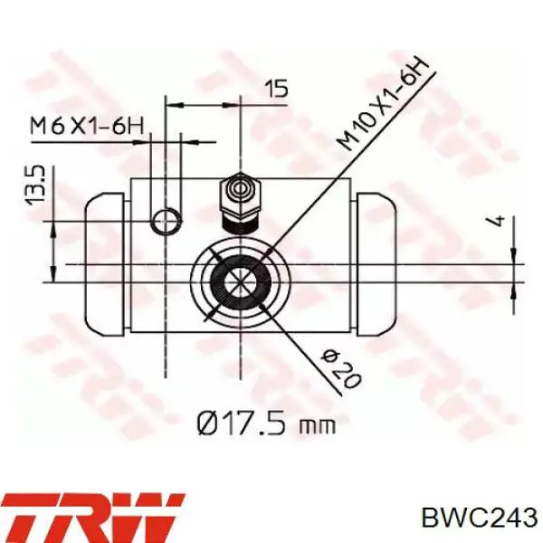 Цилиндр тормозной колесный рабочий задний TRW BWC243