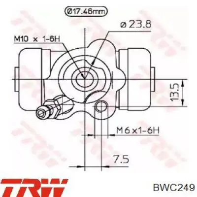 BWC249 TRW цилиндр тормозной колесный рабочий задний