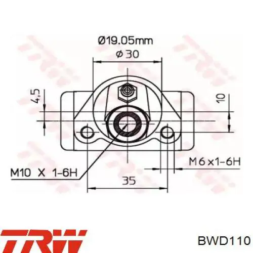 Cilindro de freno de rueda trasero BWD110 TRW