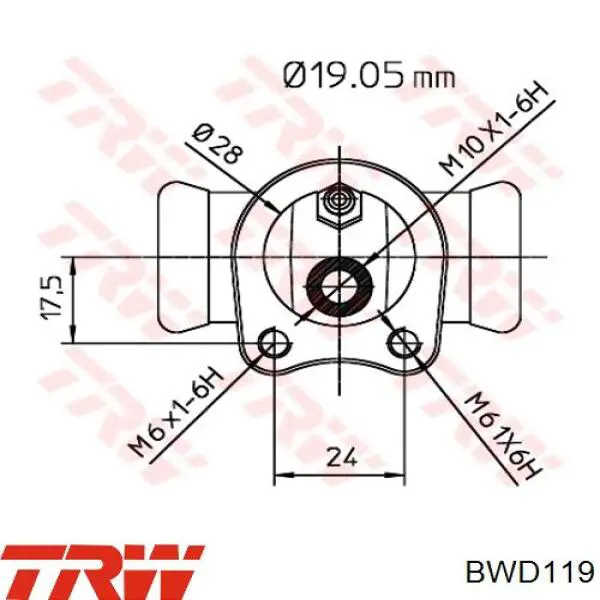 Цилиндр тормозной колесный BWD119 TRW