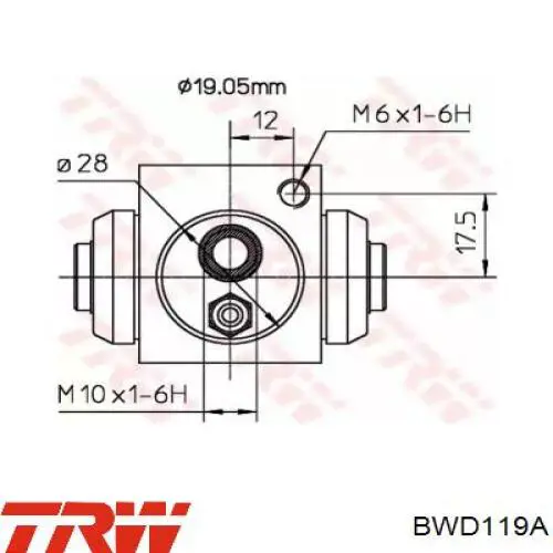 Цилиндр тормозной колесный BWD119A TRW