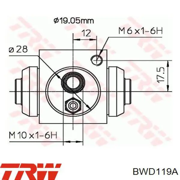 BWD119A TRW Цилиндр тормозной колесный, задний