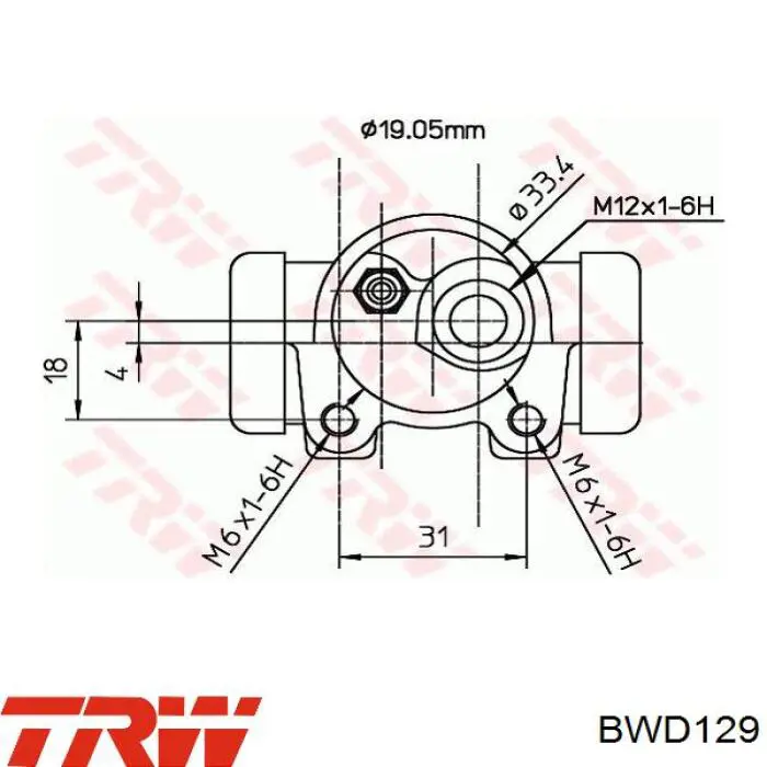 Купить BWD129 TRW Цилиндр тормозной колесный
