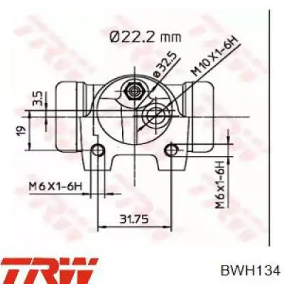 Цилиндр тормозной колесный BWH134 TRW