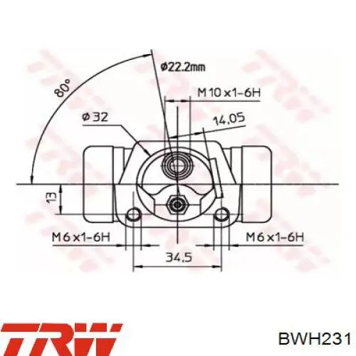 BWH231 TRW цилиндр тормозной колесный рабочий задний