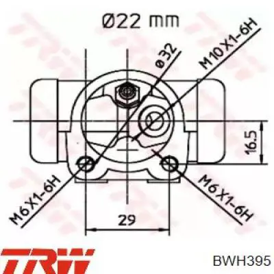 Циліндр гальмівний колісний/робітник, задній BWH395 TRW