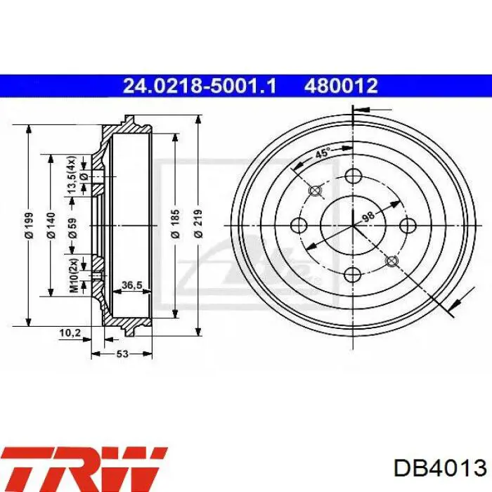 Купить DB4013 TRW Тормозной барабан