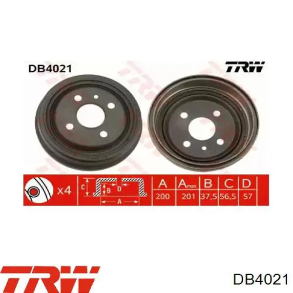 Тормозной барабан DB4021 TRW