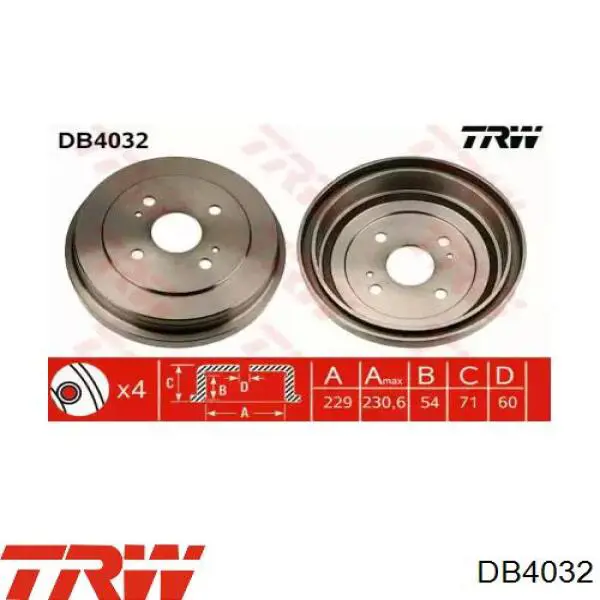 Задний барабан TRW DB4032