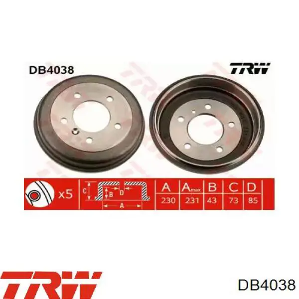 Купить DB4038 TRW Тормозной барабан