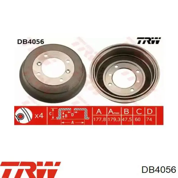 Тормозной барабан DB4056 TRW