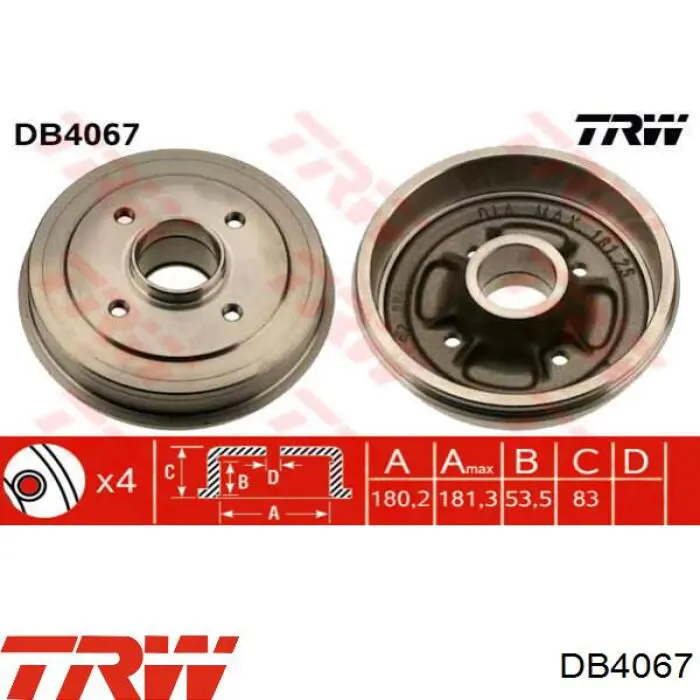 Тормозной барабан DB4067 TRW