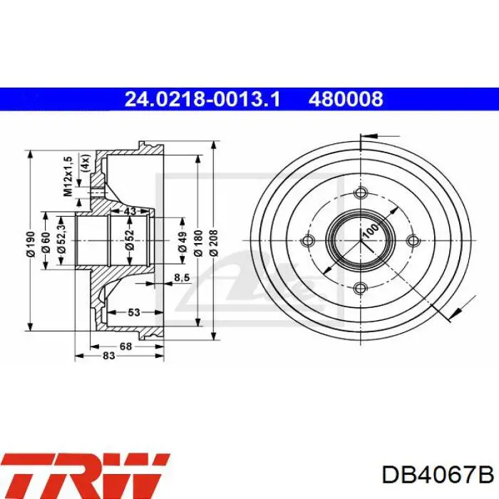 Тормозной барабан 986477012 Bosch