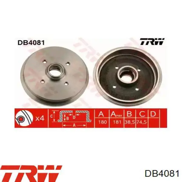 Купить DB4081 TRW Тормозной барабан
