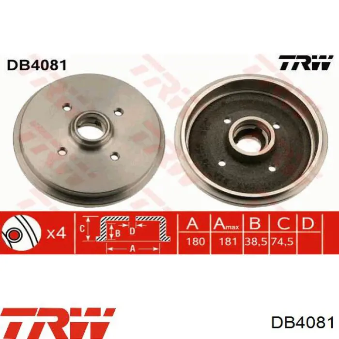 Купить DB4081 TRW Тормозной барабан