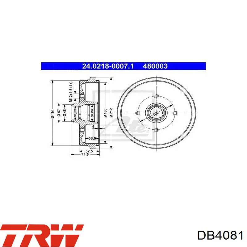 Задний барабан TRW DB4081