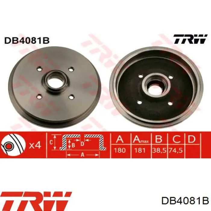 Тормозной барабан DB4081B TRW