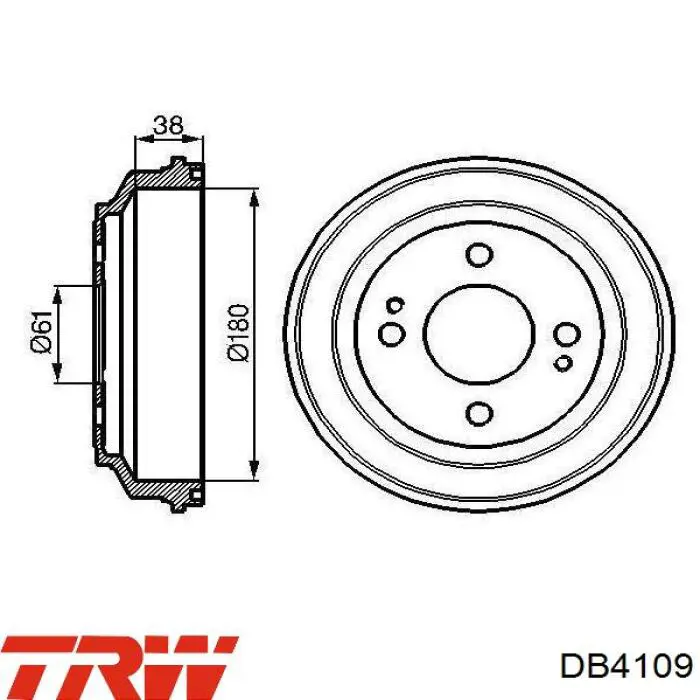 Барабан тормозной задний TRW DB4109 цена, от 36.82 USD