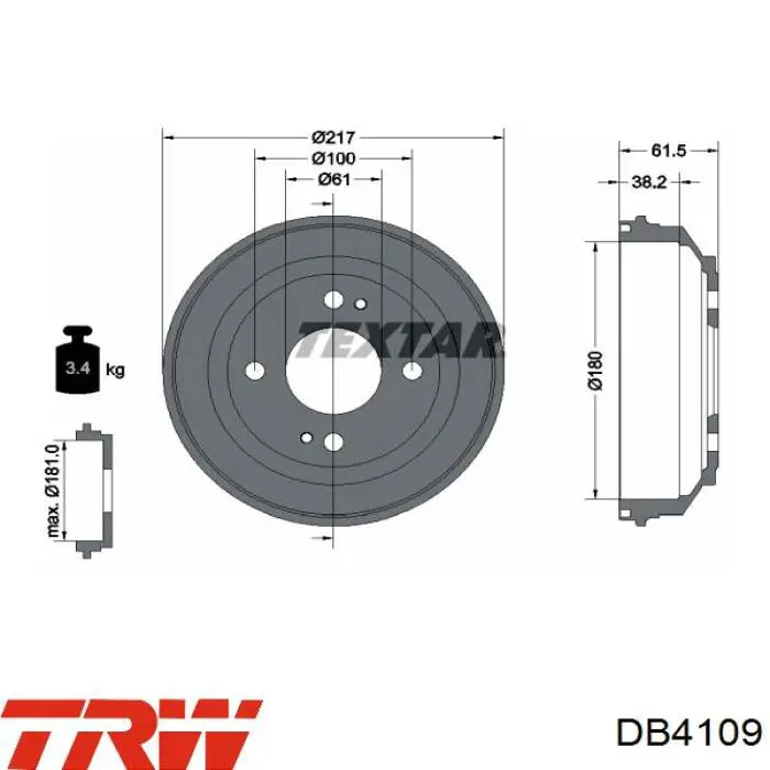 Купить DB4109 TRW Тормозной барабан