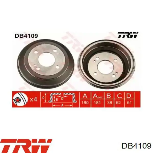 Тормозной барабан DB4109 TRW