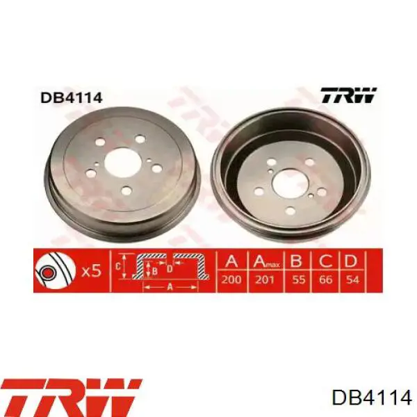 Freno de tambor trasero DB4114 TRW
