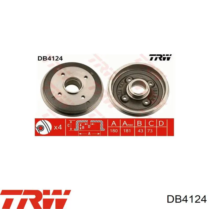 Тормозной барабан DB4124 TRW