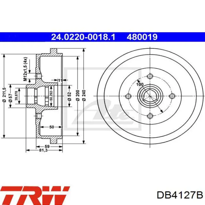Тормозной барабан DB4127B TRW