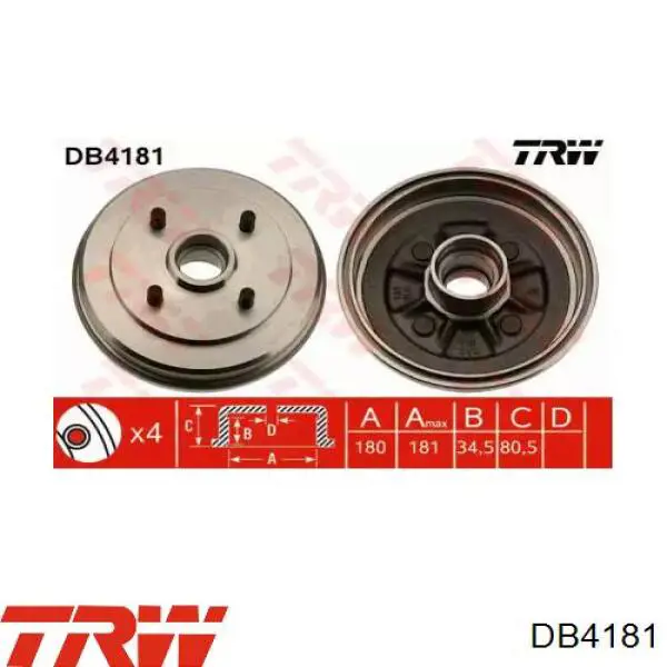 Тормозной барабан DB4181 TRW