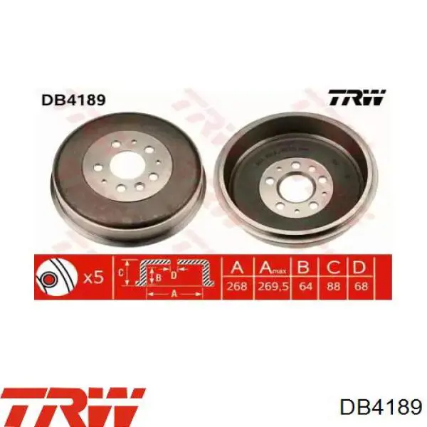 Барабан тормозной задний TRW DB4189 цена, от 47.13 USD