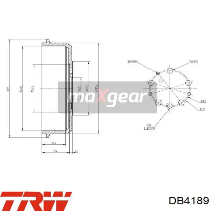 Тормозной барабан DB4189 TRW