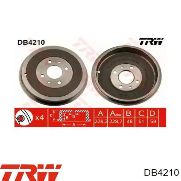 Задний барабан TRW DB4210