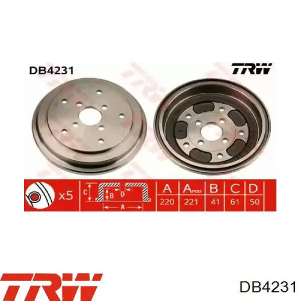 Тормозной барабан DB4231 TRW