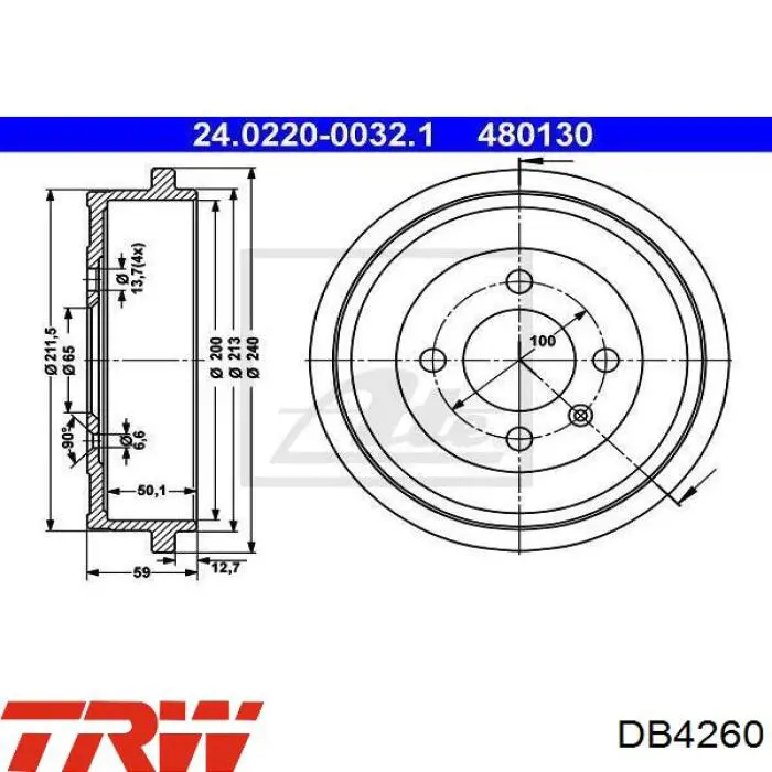 Тормозной барабан DB4260 TRW
