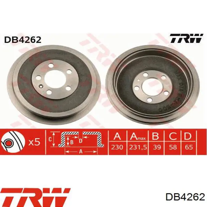 Задний барабан TRW DB4262