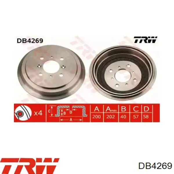 DB4269 TRW Тормозной барабан