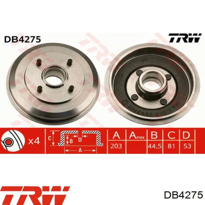 Тормозной барабан DB4275 TRW