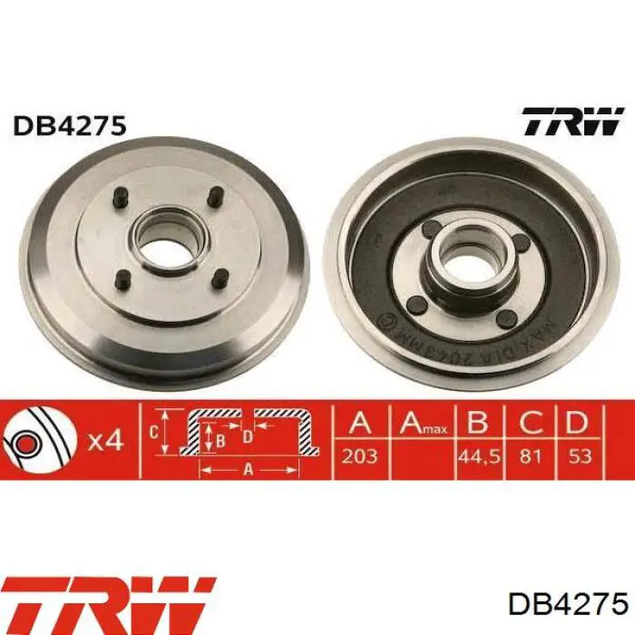 Купить DB4275 TRW Тормозной барабан