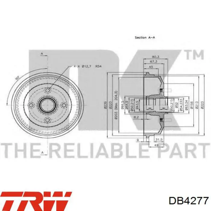 Купить DB4277 TRW Тормозной барабан