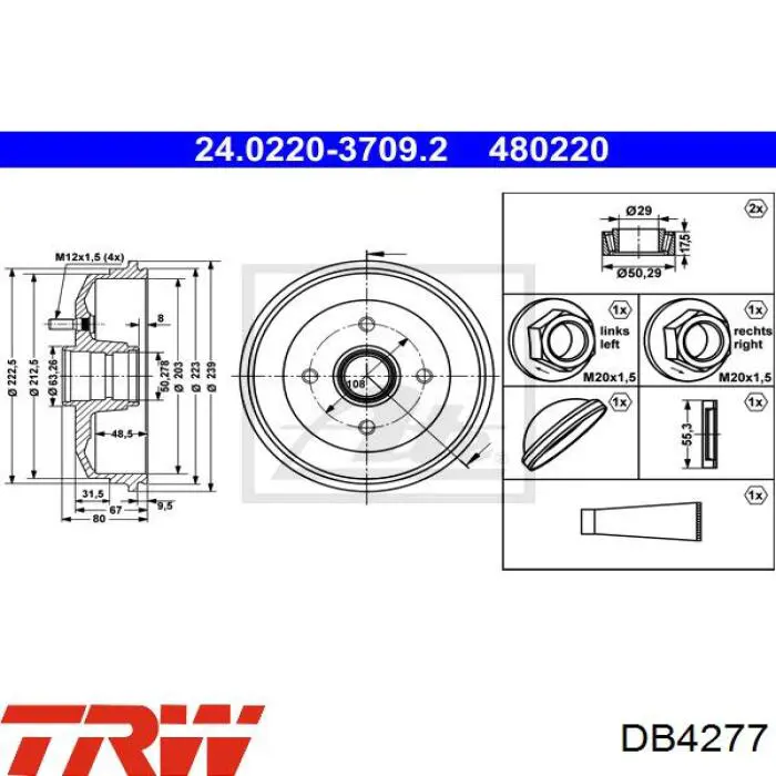 DB4277 TRW Тормозной барабан