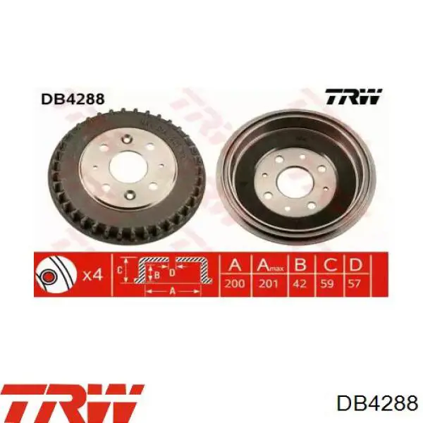 Тормозной барабан DB4288 TRW