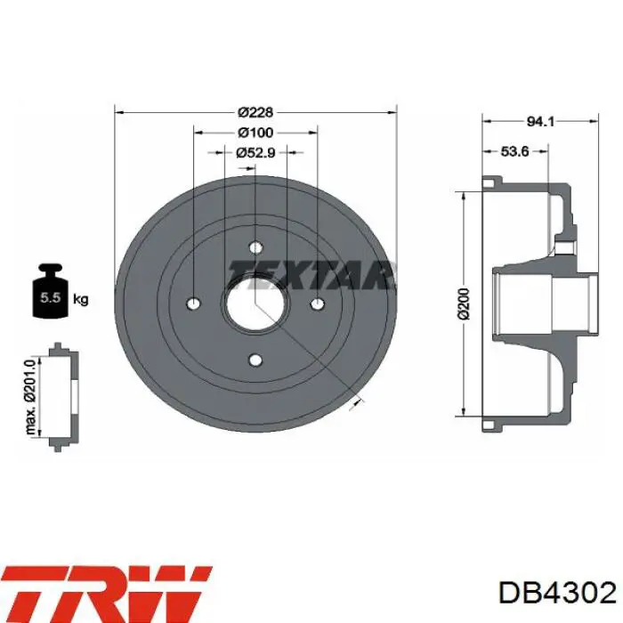 Барабан тормозной задний TRW DB4302 цена, от 44.56 USD