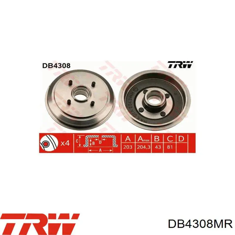 Тормозной барабан DB4308MR TRW