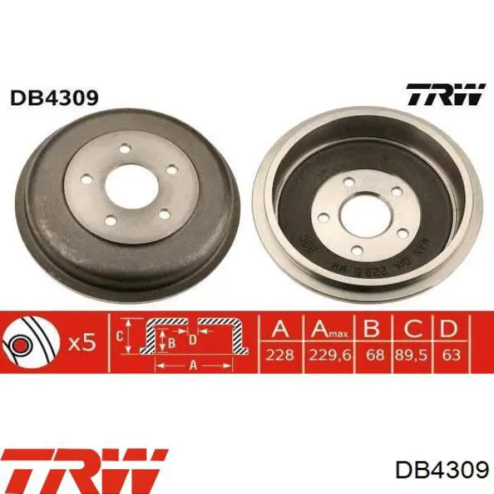 Тормозной барабан DB4309 TRW